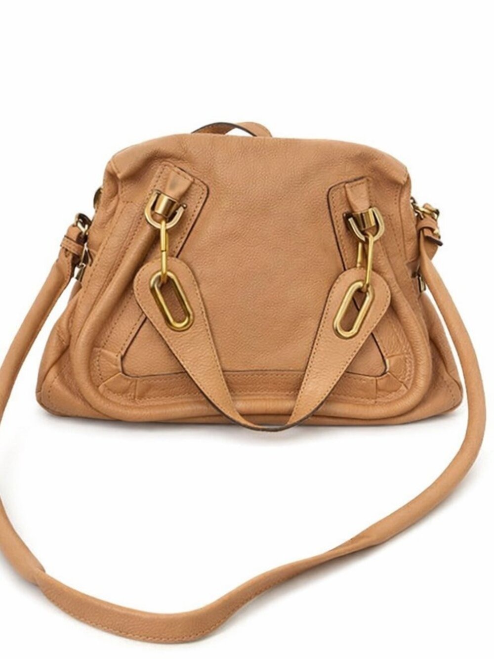 Chloe Paraty Biscotti Tan Leather Double Handle Handbag/Authentitcity Card